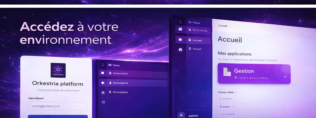 Écran d'accueil et environnement Orkestria Platform